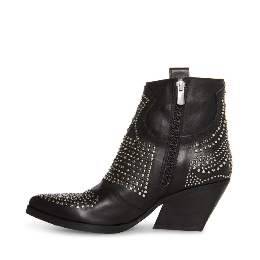 Black Steve Madden Wilde Leather Women's Ankle Boots | PH 7860YMB